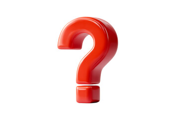 A Vibrant Red Three-Dimensional Question Mark Symbol  Isolated on transparent background, cutout	