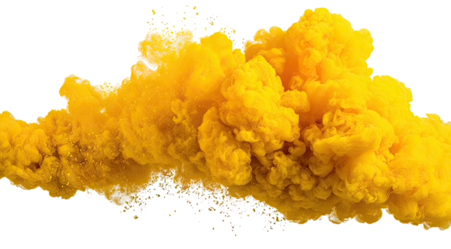 Bright yellow ink cloud explosion