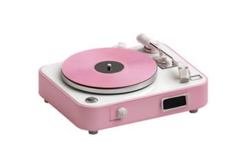 The Stylish and Compact Pink Audio-Technica AT-LP60XBT-PK Turntable  Isolated on transparent background, cutout	