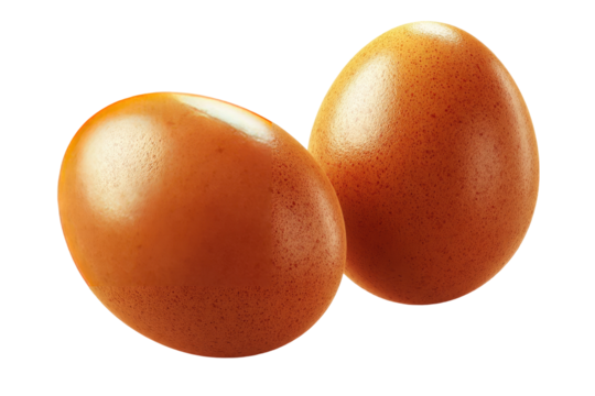 Two brown eggs, slightly overlapping, glossy surface