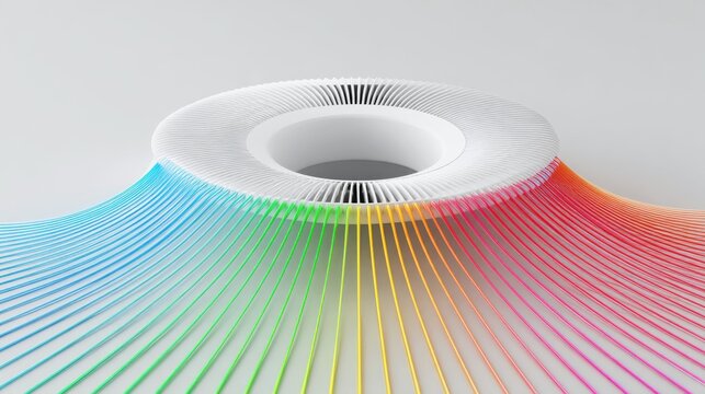 Multicolored ceiling diffuser vent illustration showcasing air distribution pattern