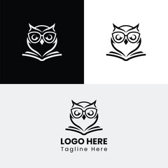 Obraz premium Smart Owl Reading Book Logo Design for Learning
