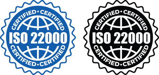 Obraz premium ISO 22000 Certification Stamp – Vector Seal and badge for Food Safety Standards