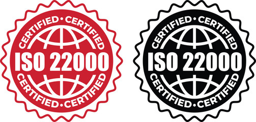 ISO 22000 Certification Stamp – Vector Seal and badge for Food Safety Standards