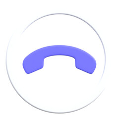 3D Declined Call Icon, Missed Call Symbol