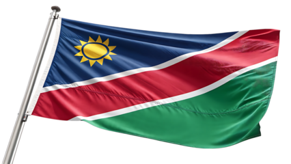 Waving flag of namibia, a symbol of national pride and identity isolated on transparent background