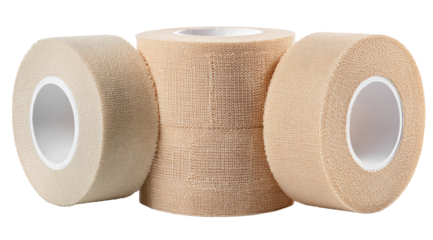 Three rolls of light beige athletic tape