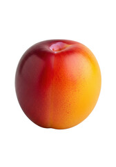 A single, ripe plumcot, vibrant reddish-purple to golden-yellow, plump, on a transparent studio background with even, shadowless light, ultra photorealistic commercial concept.
