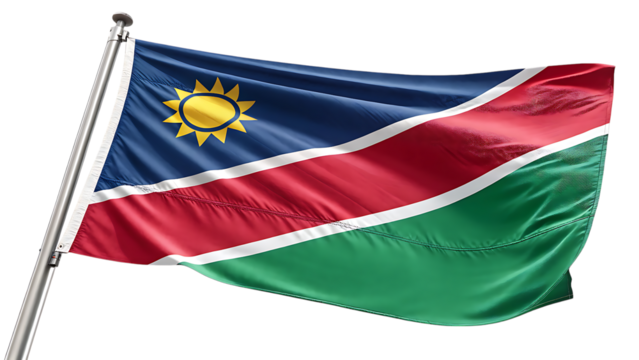 Waving flag of namibia, a symbol of national pride and identity isolated on transparent background