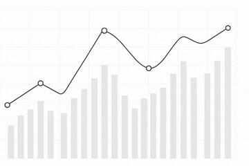 Professional Grayscale Financial Chart with Clean Line and Bar Graphs, Minimalist Design, Data Visualization for Websites and Commercial Use