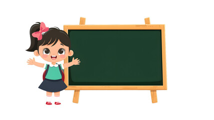 Adorable Thai child student with chalkboard learning concept illustration