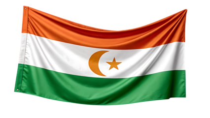 Sahrawi arab democratic republic flag isolated on transparent background waving in wind