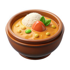 Delicious curry dish isolated on transparent background