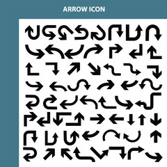 Collection of various black arrow icons on white background