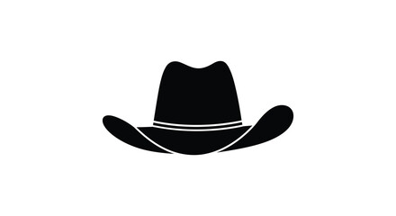 Classic Cowboy Hat Symbol Isolated on White Background Minimalist Silhouette