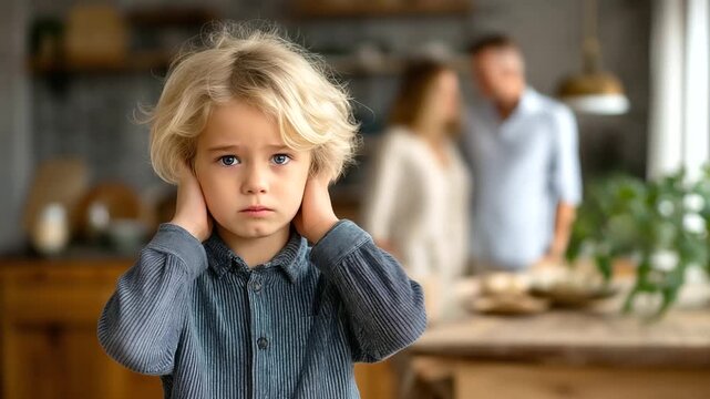 Child Observes Family Argument in Gentle Sunlight - Powered by Adobe