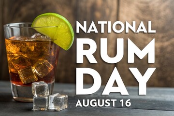 Celebrate National Rum Day on August 16th with a refreshing rum cocktail, complete with ice and a zesty lime wedge. Cheers!
Genrative Ai.