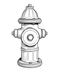 Detailed line drawing of a fire hydrant
