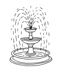 Graphic doodle three-tier fountain.