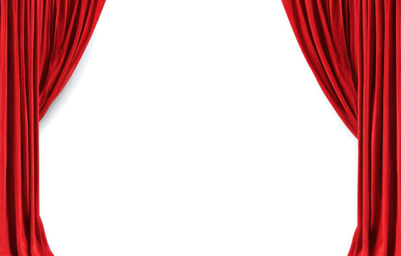 red curtains of performance isolated 