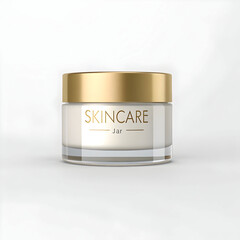 3d mockup of skincare jar with gold lid minimali