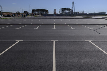 City landscape on a sunny day, road and markings, asphalt and street.