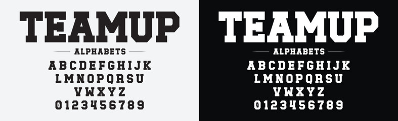 Classic modern typeface vector. College sport font in american style for football, baseball or basketball logos and t-shirt.