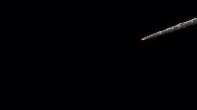 Distant meteor 005 coming in from space and flying toward earth impact, 4k 24p, alpha channel for transparent background