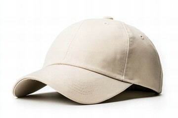 White Baseball Cap on White Background — Product Mockup