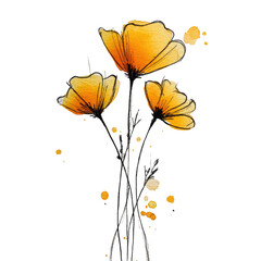 Bright, stylized poppy bouquet