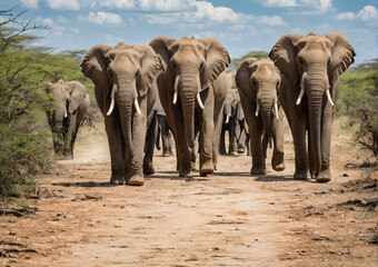 Fototapeta premium elephants in the savannah