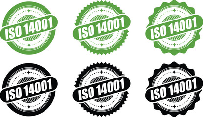 Fototapeta premium ISO 14001 Certified Stamp – Environmental Management System Label and badge Vector Design