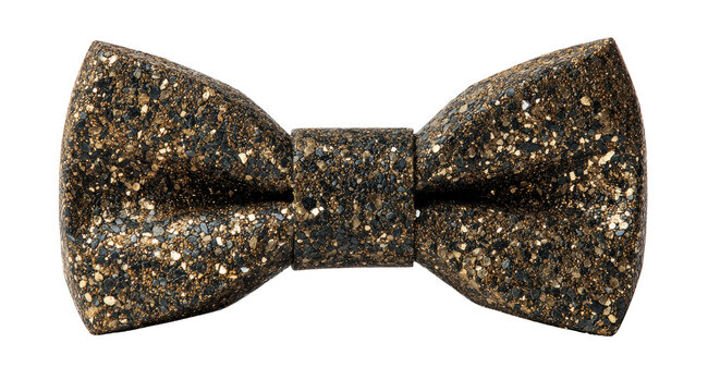 Dark brown, textured bow tie with glittery particles