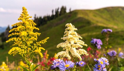Obraz premium Colorful wildflowers in meadow landscape
