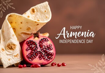 Armenia independence day celebration with traditional lavash and fresh pomegranate for culinary and cultural inspiration