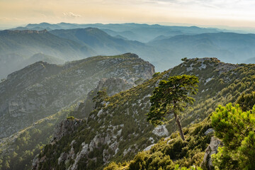 Obraz premium Group of mountains in the late afternoon.