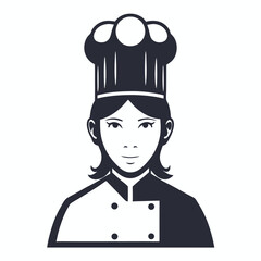 Stylish Black Chef with Classic Hat and Uniform on a White Background