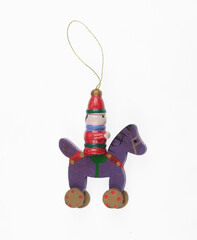 wooden christmas tree toy isolated on white background