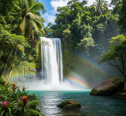 Fototapeta premium waterfall in tropical jungle