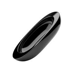 Glossy black ashtray object isolated on transparent background
