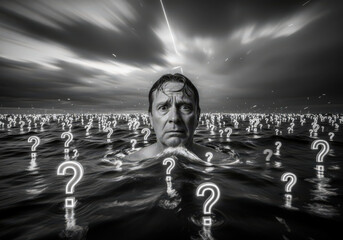 A Man Swimming in a Sea of Questions, Surrounded by Uncertainty