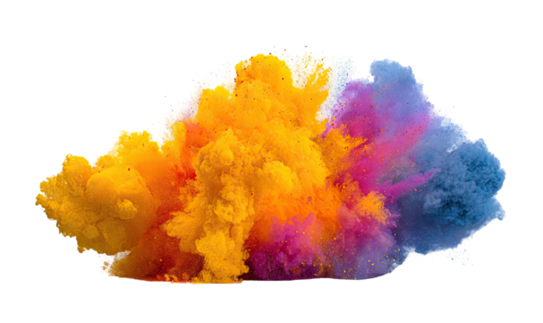 Vibrant explosion of multicolored smoke