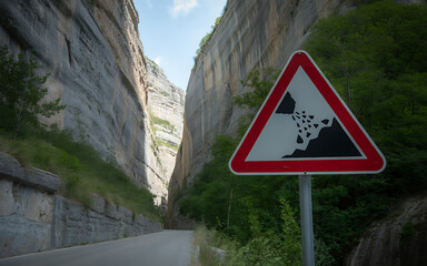 Canyon road trip danger zone falling rocks scenic drive travel adventure