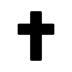 Fototapeta premium Crucifix cross, symbol of Christian religion. Simple rounded cartoon black silhouette icon. Vector clipart illustration.