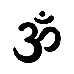 Aum sign, sacred religious symbol in Hinduism, hand drawn with soft round brush. Sanskrit mantra Om.