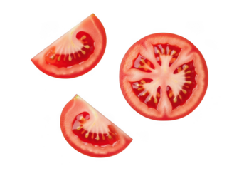 Fresh tomato slices isolated on transparent background