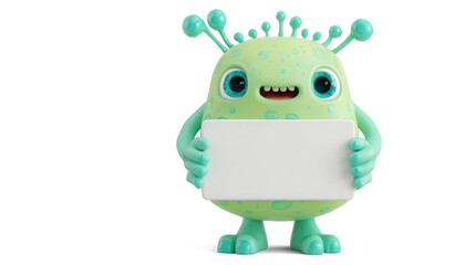 cheerful cartoon-style lime green alien