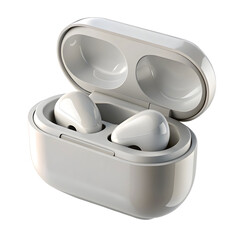 minimalist 3d render of wireless earbuds inside o