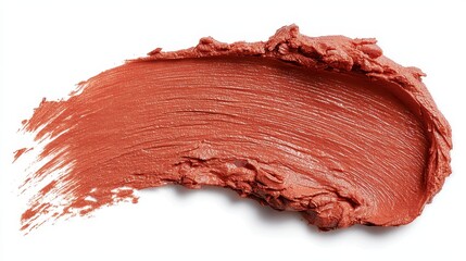 Fototapeta premium Warm terracotta tinted cream swatch, bold texture with smooth blend on white background. Transparent background
