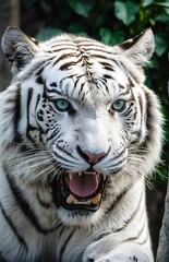 Bengal tiger close-up with open mouth